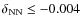 $\delta_{\rm NN} \le-0.004$