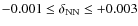 $-0.001 \leq \delta_{\rm NN} \leq +0.003$