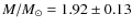 $M/M_\odot = 1.92\pm0.13$