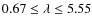 $ 0.67\leq \lambda\leq5.55 $