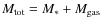 $M_{\rm tot}=M_* +
M_{\rm gas}$