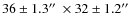 $36 \pm 1.3
\hbox{$^{\prime\prime}$ }\times 32 \pm 1.2\hbox{$^{\prime\prime}$ }$