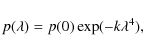\begin{displaymath}
p(\lambda)=p(0)\exp(-k\lambda^4),
\end{displaymath}
