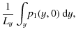 $\displaystyle \frac{1}{L_y}\int_y\!p_1(y,0)~{\rm d}y,$