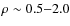 $\rho \sim 0.5{-}2.0$