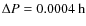 $\Delta P = 0.0004~\rm {h}$