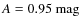 $A = 0.95~\rm {mag}$
