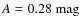 $A = 0.28~{\rm mag}$
