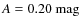 $A = 0.20~{\rm mag}$