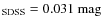 $_{\rm SDSS} = 0.031~{\rm mag}$