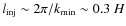 $l_{\rm inj} \sim 2\pi / k_{\rm min} \sim
0.3~H$