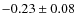 $-0.23\pm0.08$