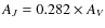 $A_J = 0.282 \times A_V$