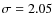 $\sigma = 2.05$