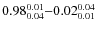 $ 0.98_{\rm0.04}^{0.01}{-}0.02_{\rm0.01}^{0.04}$