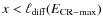 $x < \ell_{\rm diff}(E_{\rm CR-max})$