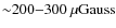 ${\sim}200{-}300~{\rm\mu Gauss}$