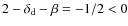 $2-\delta_{\rm d}-\beta = -1/2 < 0$