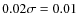 $0.02 \sigma=0.01$