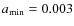 $a_{\rm min} = 0.003$