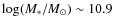 $\log (M_*/M_\odot)\sim10.9$