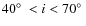 $40\hbox{$^\circ$ }<i<70\hbox{$^\circ$ }$