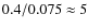 $0.4/0.075\approx5$
