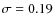 $\sigma =0.19$
