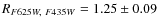 $R_{F625W,~F435W}=1.25\pm0.09$