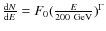 $\frac{{\rm d}N}{{\rm d}E} = F_{0} ( \frac{E}{200~{\rm GeV}} ) ^{\Gamma}$
