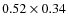 $0.52 \times 0.34$