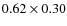 $0.62 \times 0.30$