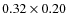 $0.32 \times 0.20$