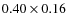 $0.40 \times 0.16$