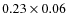 $0.23 \times 0.06$