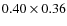 $0.40 \times 0.36$