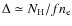 $\Delta\simeq N_{\rm H}/f n_{\rm e}$
