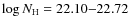 $\log N_{\rm H} = 22.10{-}22.72$