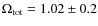 $\Omega_{\rm tot}=1.02\pm0.2$