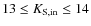 $13\le K_{\rm S, in}\le 14$