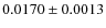 $0.0170\pm0.0013$