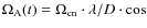 $\Omega_{\rm A}(t)=\Omega_{\rm cn}
\cdot\lambda/D \cdot \cos$