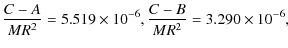 $\displaystyle \frac{C-A}{MR^2}=5.519\times 10^{-6},\frac{C-B}{MR^{2}}=3.290\times 10^{-6},$