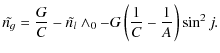 $\displaystyle %
\tilde{n_{g}}=\frac{G}{C}-\tilde{n_{l}}\wedge_{0}-G \left(\frac{1}{C}-\frac{1}{A}\right) \sin^2 j.$