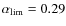 $\alpha _{\rm lim} = 0.29$