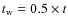 $t_{\rm w} = 0.5 \times t$