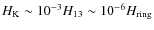 $H_{\rm K}\sim 10^{-3} H_{13}\sim 10^{-6} H_{\rm ring}$