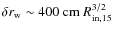 $\delta r_{\rm w}\sim 400\ {\rm cm}\ R_{\rm in, 15}^{3/2}$