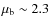 $\mu_{\rm b}\sim 2.3$