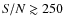 ${\it S/N} \gtrsim 250$